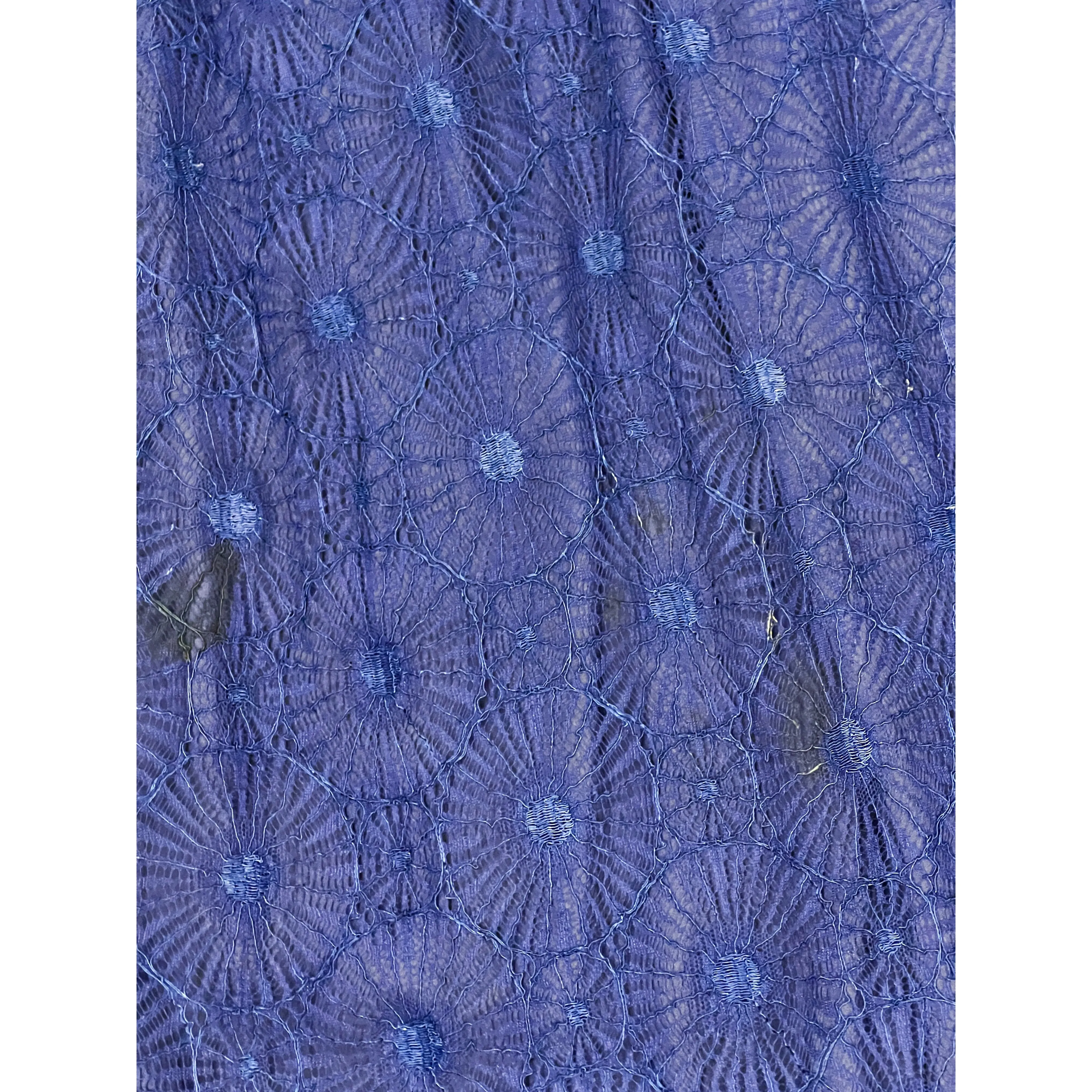 Vintage ART Deco Bright Blue Spider Web Lace Bias Cut Gown 1930s 38-36-46