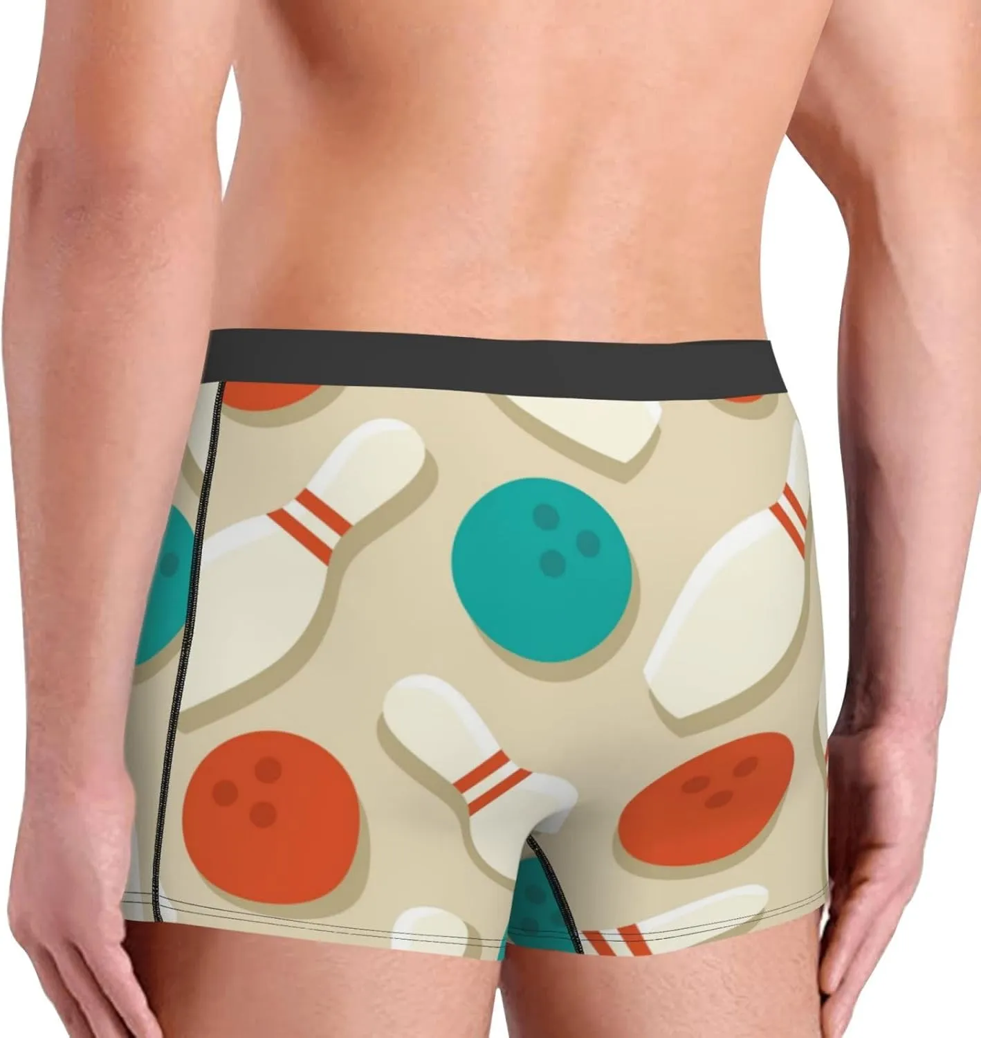 Vintage Bowling Print Boxer Briefs For Men Breathable Underwear-