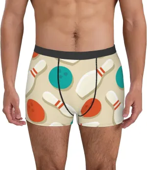 Vintage Bowling Print Boxer Briefs For Men Breathable Underwear-
