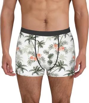 Vintage Palm Trees Print Boxer Briefs For Men Breathable Underwear-
