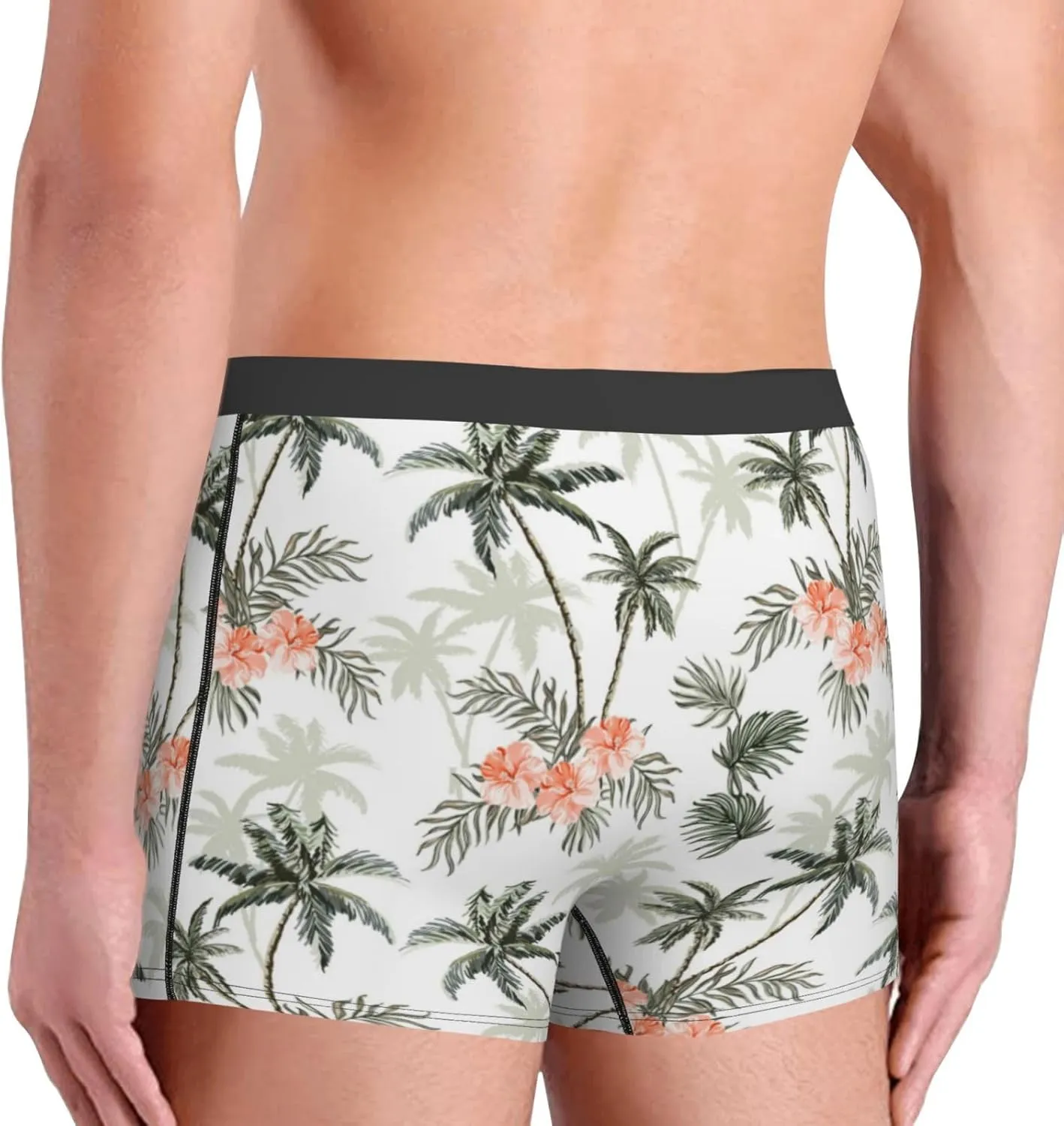 Vintage Palm Trees Print Boxer Briefs For Men Breathable Underwear-