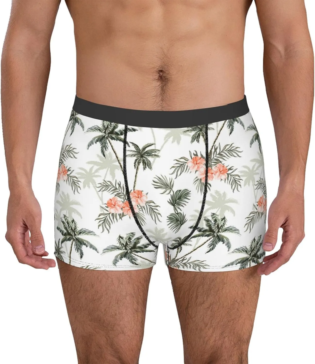 Vintage Palm Trees Print Boxer Briefs For Men Breathable Underwear-
