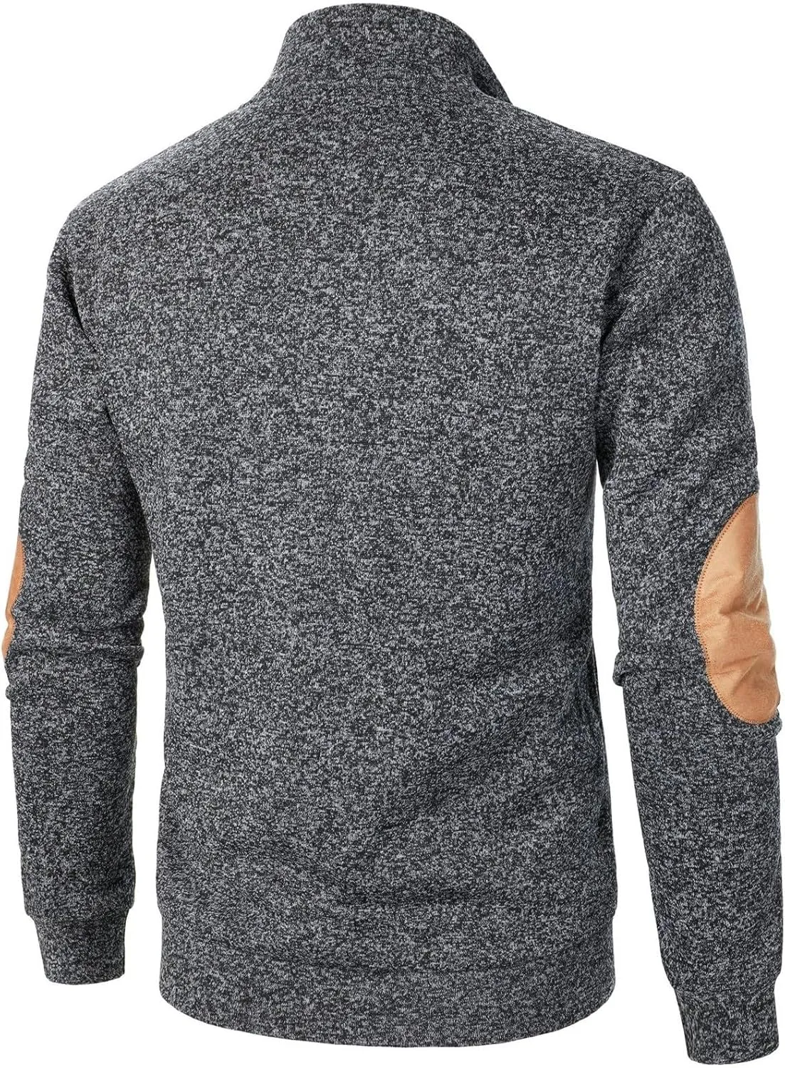 Vintage Polo Sweatshirt for Men 2024 Trendy Stand Collar Long Sleeve Patterned Pullover Elbow Patch Button Casual Top