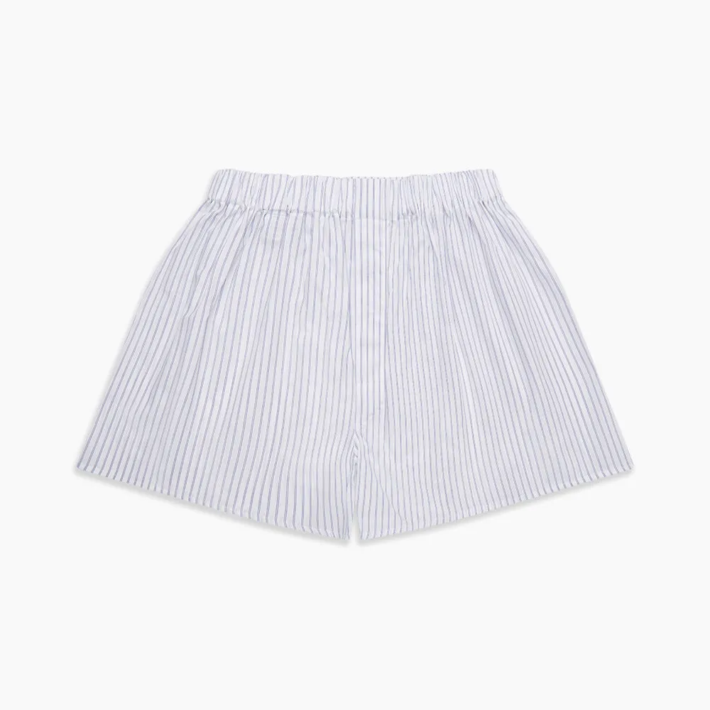 White and Blue Halo Stripe Cotton Godfrey Boxer Shorts