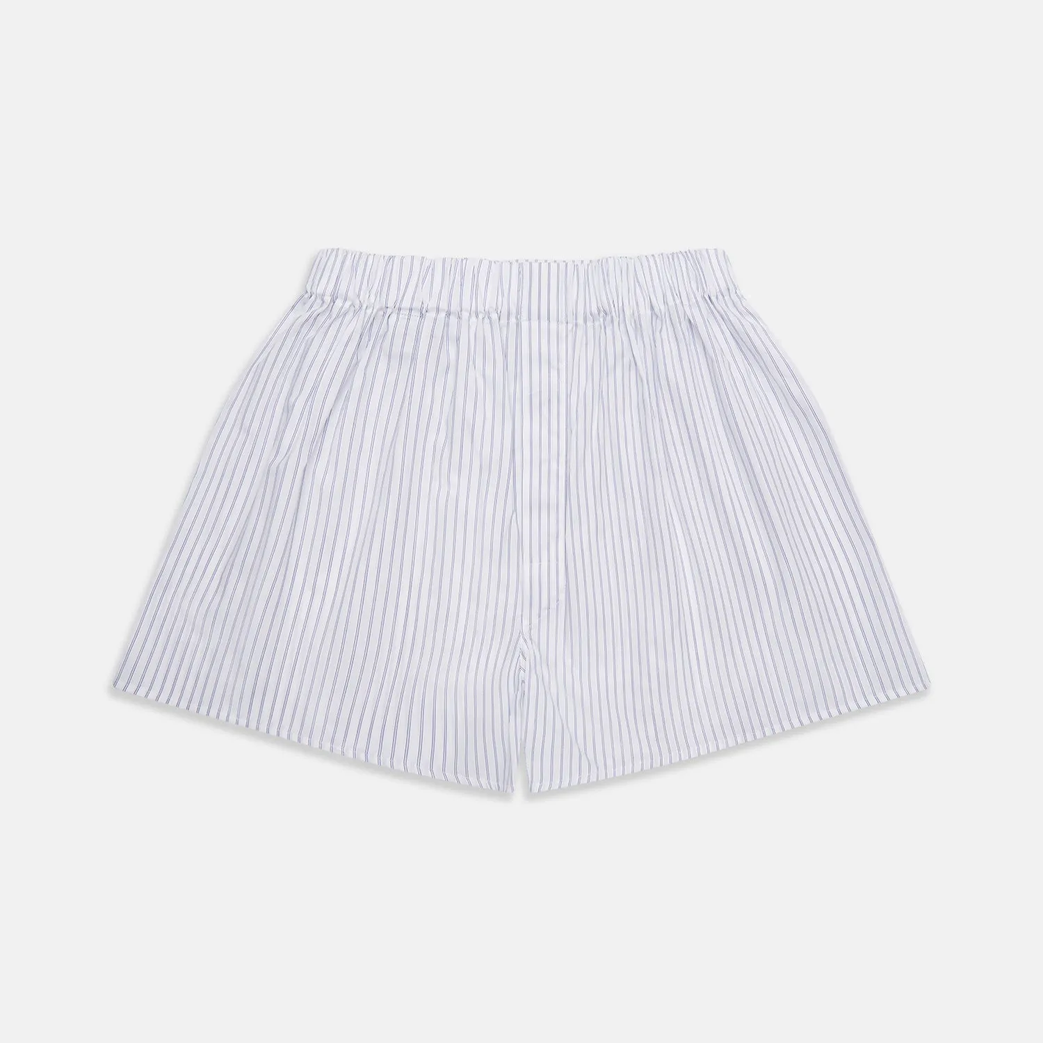 White and Blue Halo Stripe Cotton Godfrey Boxer Shorts
