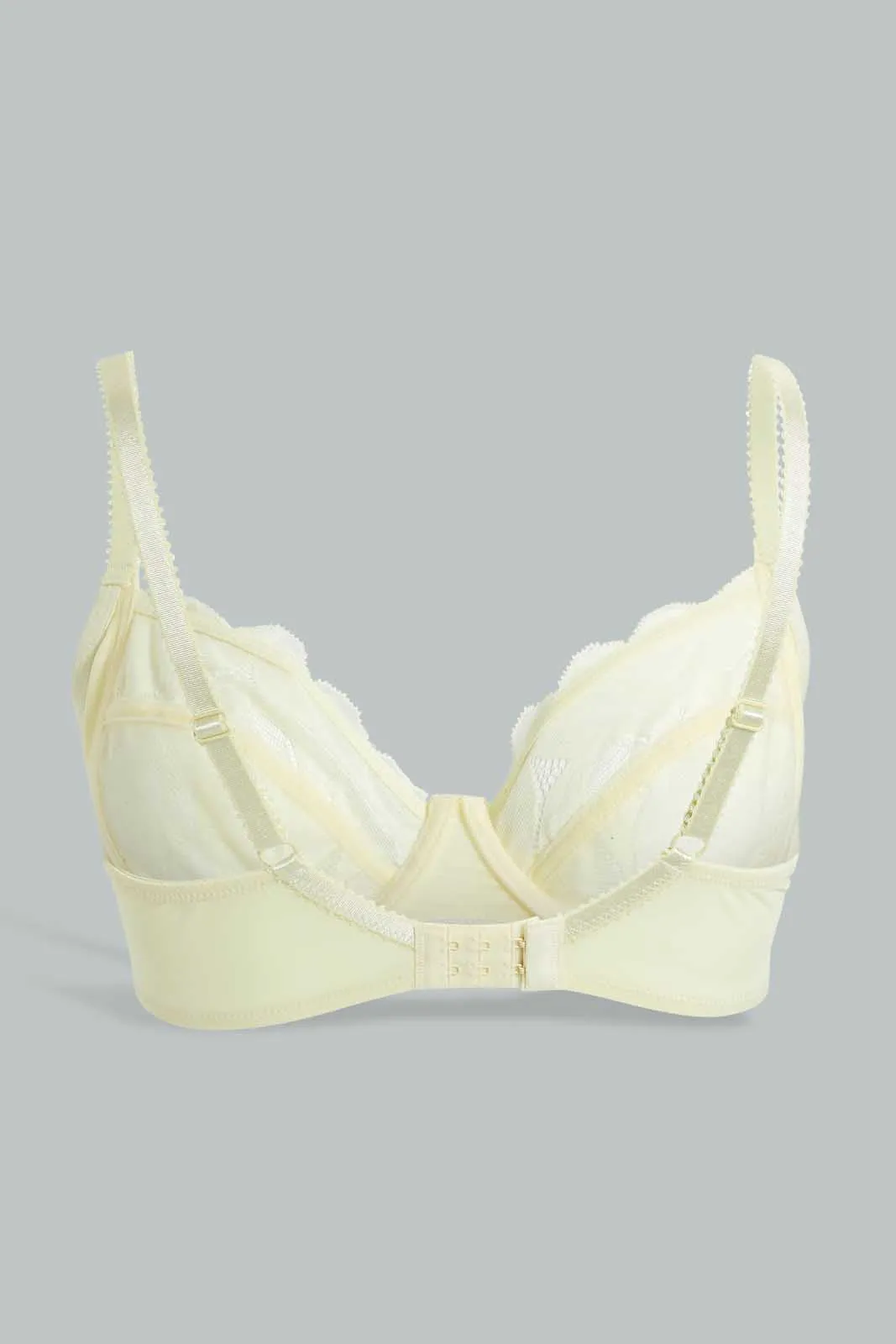 White And Yellow Lace Non Padded Bra (Pack of 2)