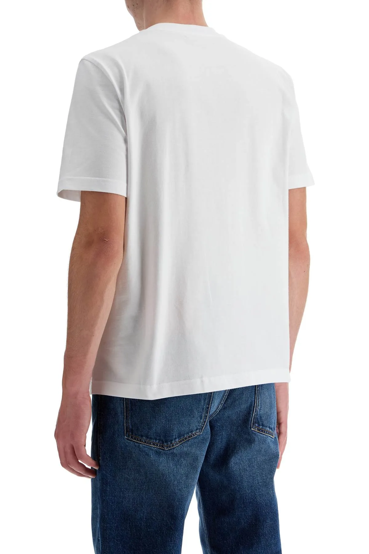 white cotton t-shirt with embossed logo t-adjust-bigoval A17402 0NJBM WHITE