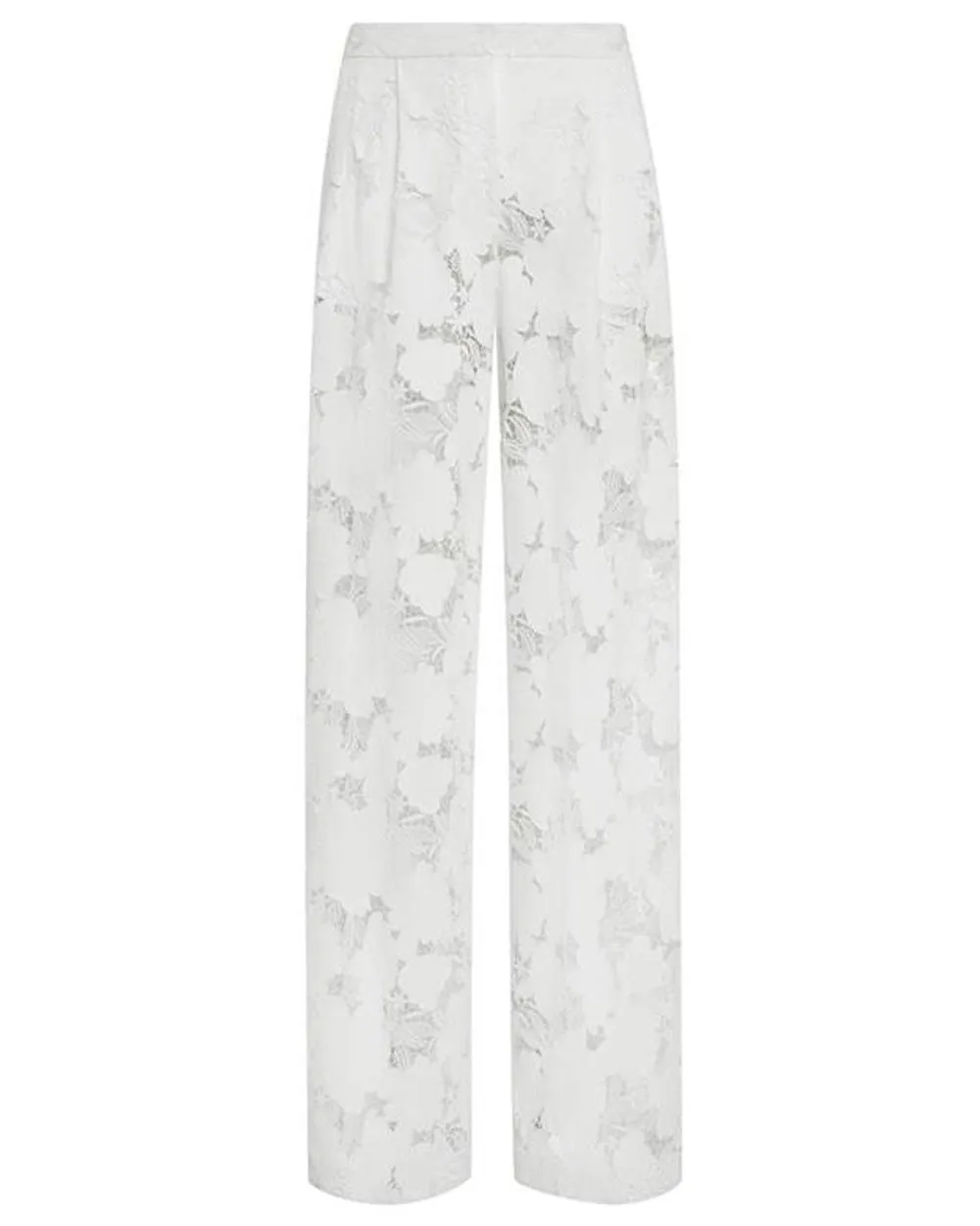 White Lace Magnolia Guipure Wide Leg Pant