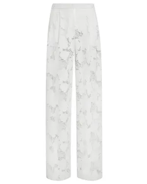 White Lace Magnolia Guipure Wide Leg Pant