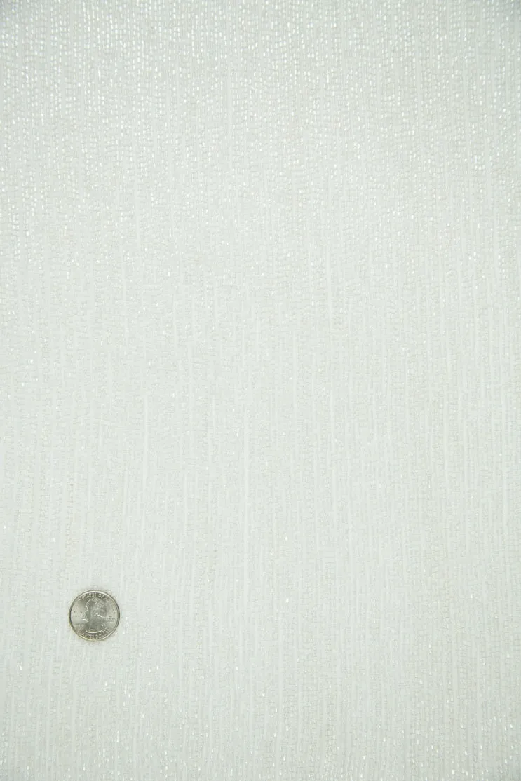 White Micro Bugle Beads on Silk Georgette Fabric