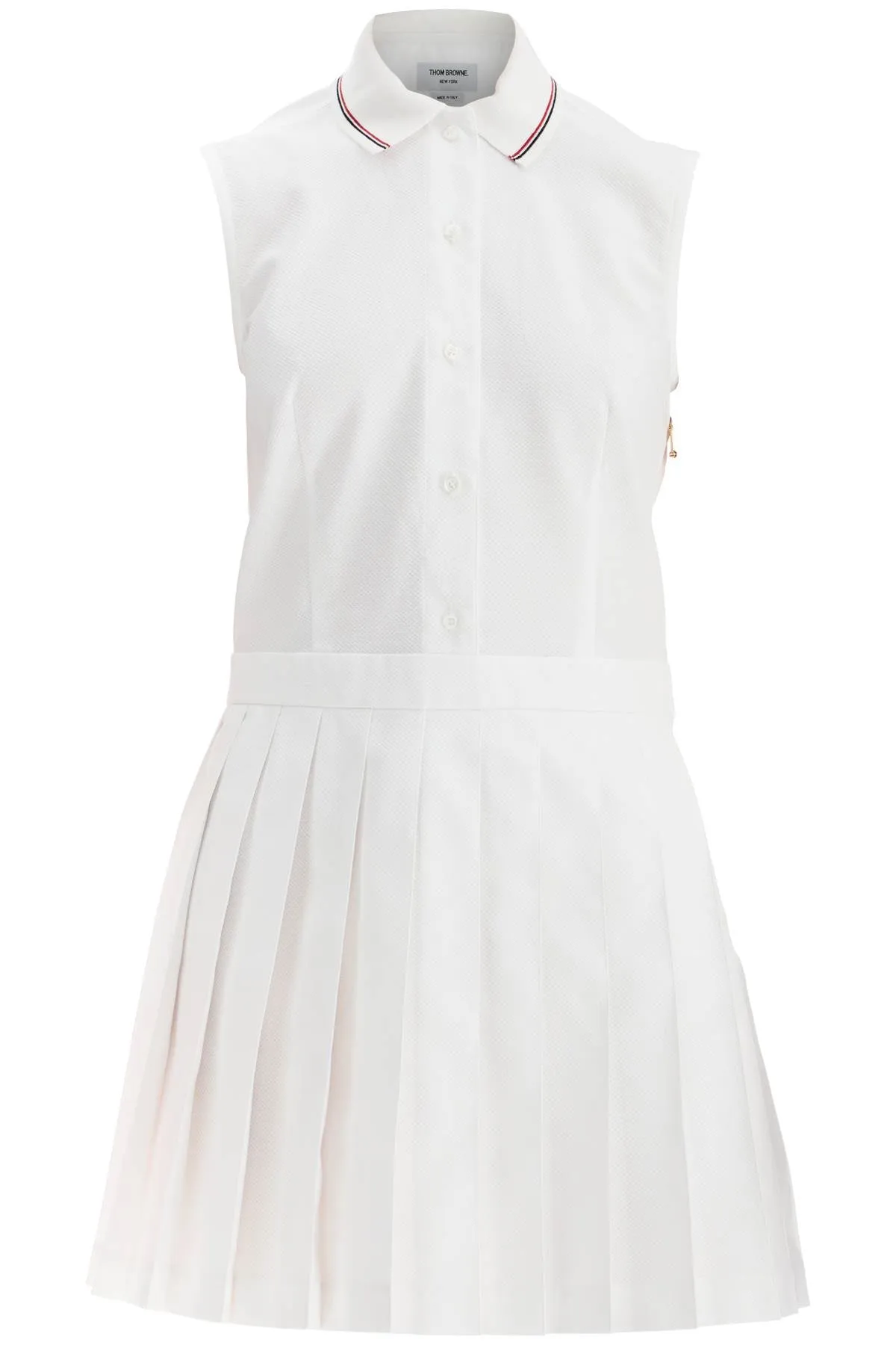 white pleated cotton dress for women FDSE95C 00185 WHITE