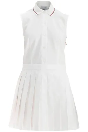 white pleated cotton dress for women FDSE95C 00185 WHITE