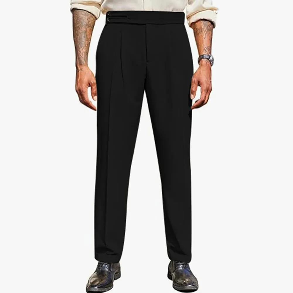 WIAOFELLAS  -  Mens Formal Straight Pants Business Side Buckle Casual Pants Classic Fashion British Style Elegant Trousers Men'S Clothing 2025