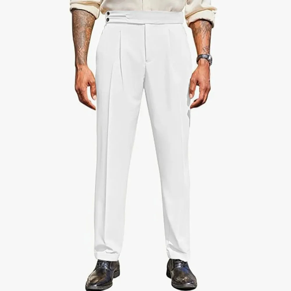 WIAOFELLAS  -  Mens Formal Straight Pants Business Side Buckle Casual Pants Classic Fashion British Style Elegant Trousers Men'S Clothing 2025