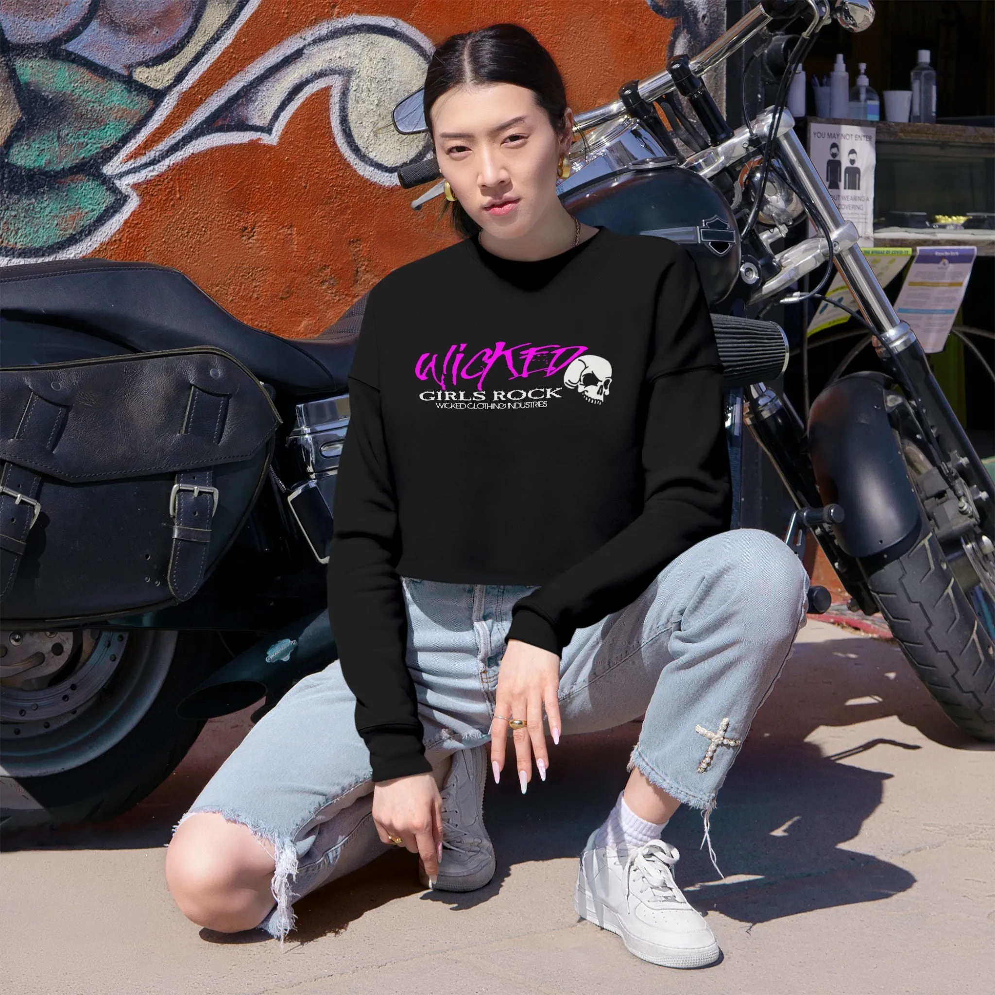 Wicked Girls Rock/ Pink/ Cropped Sweatshirt
