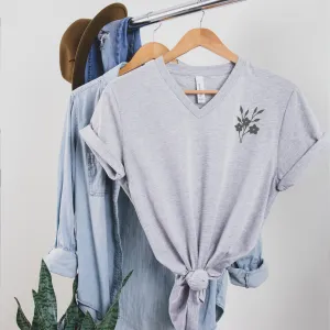 Wildflower V-Neck Grey T-Shirt