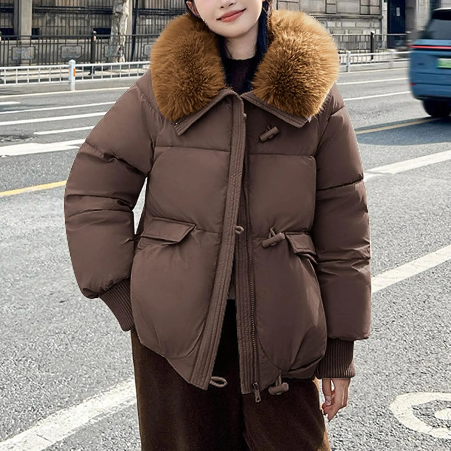 Winter Coats For Women With Hood Fleece Lined Thicken Warm Puffer Parkas Button Down Jacket Trendy Outfits Clothes