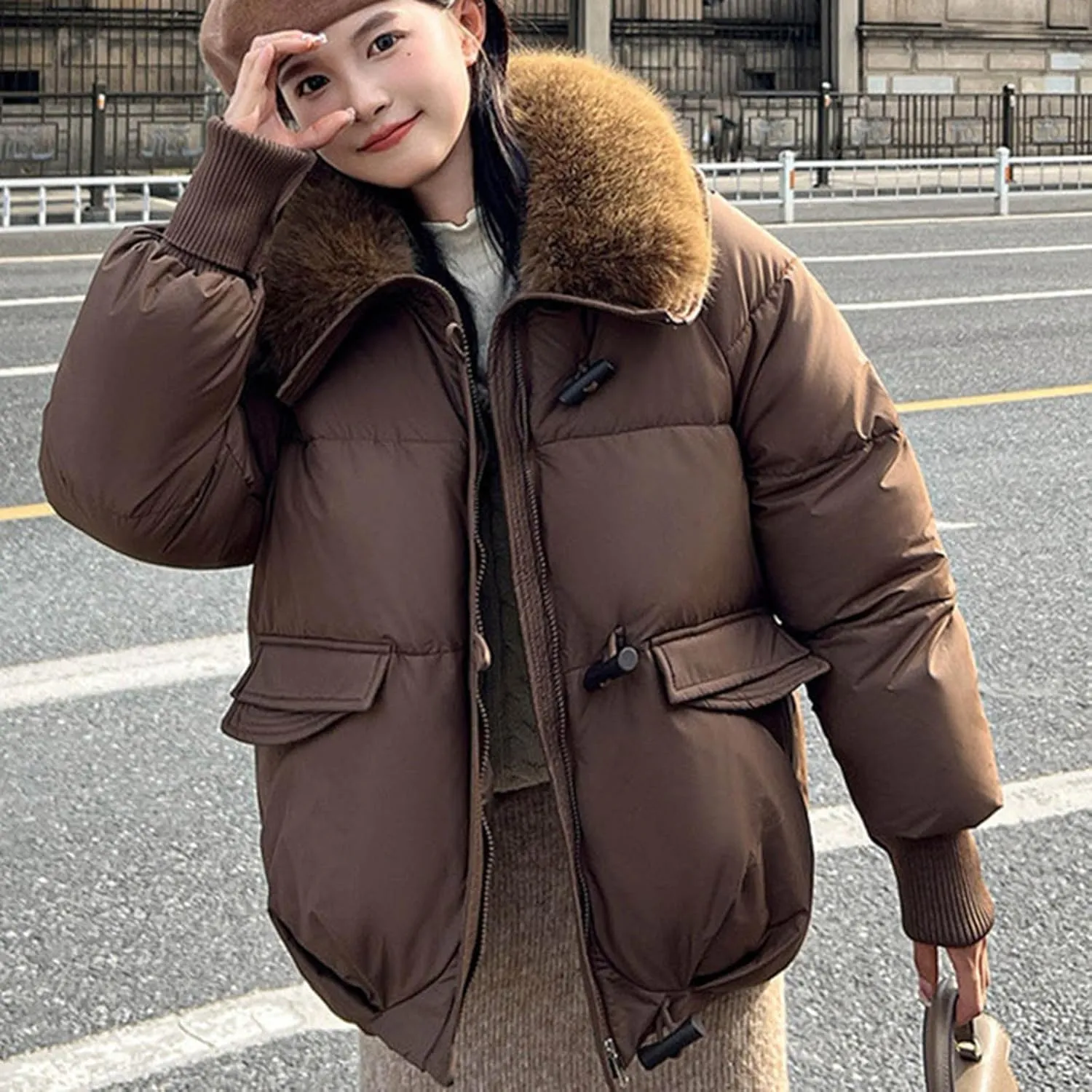 Winter Coats For Women With Hood Fleece Lined Thicken Warm Puffer Parkas Button Down Jacket Trendy Outfits Clothes