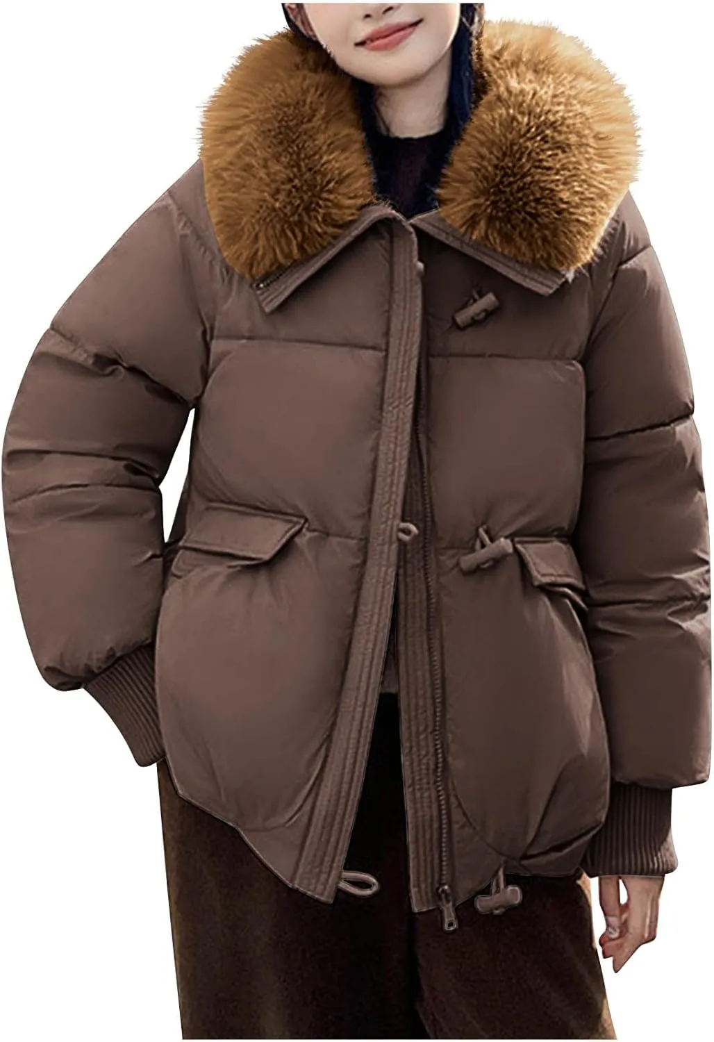 Winter Coats For Women With Hood Fleece Lined Thicken Warm Puffer Parkas Button Down Jacket Trendy Outfits Clothes