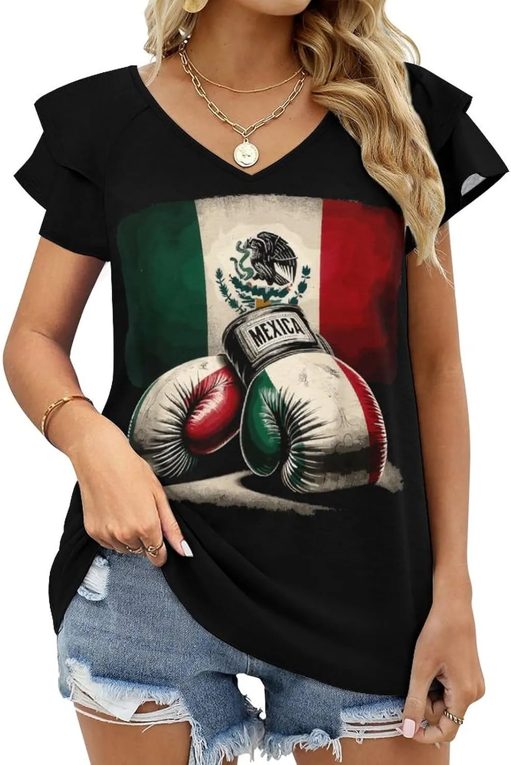 Woman T-Shirts Summer V Neck Tshirt Classy Retro Short-Sleeve for Women Slim Fit tees