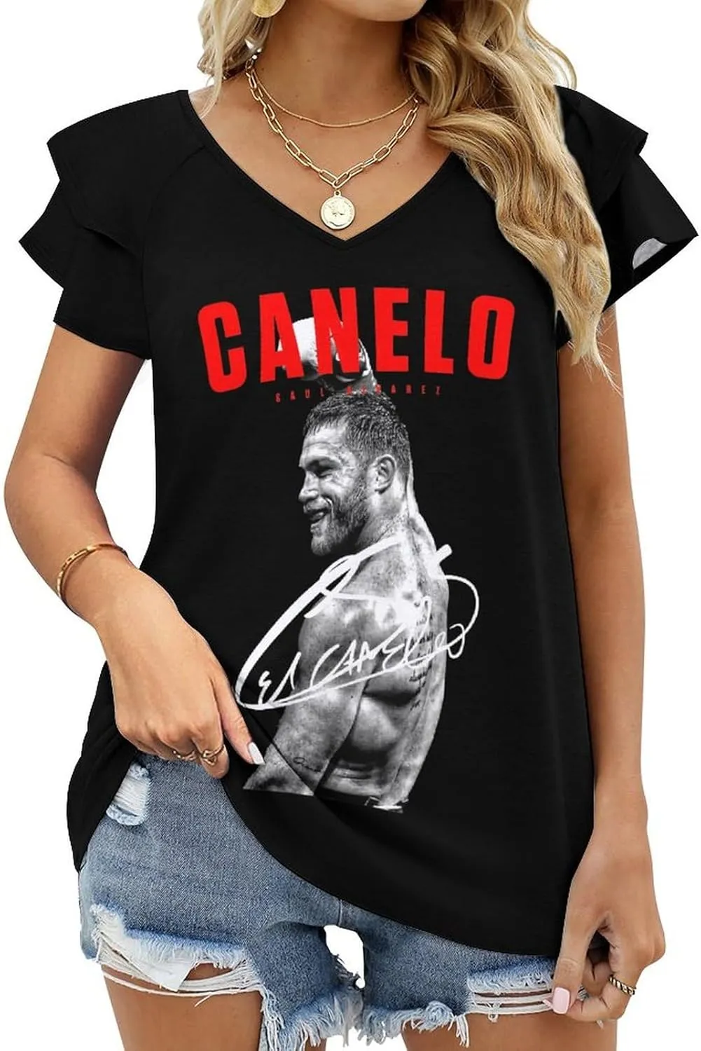 Woman T-Shirts Summer V Neck Tshirt Classy Retro Short-Sleeve for Women Slim Fit tees