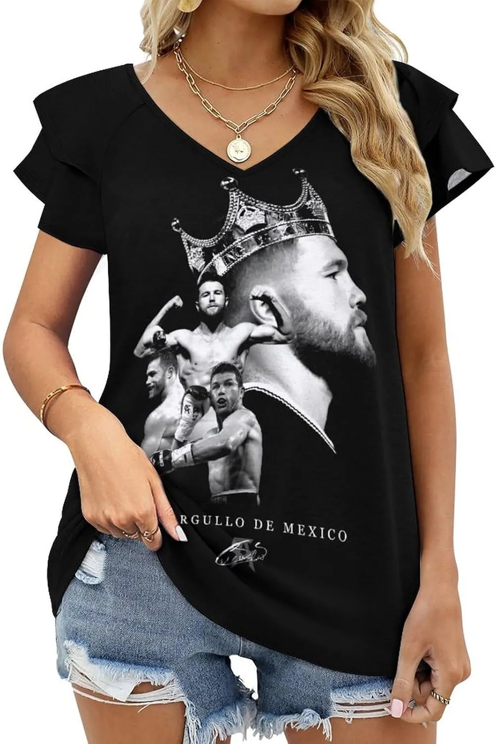 Woman T-Shirts Summer V Neck Tshirt Classy Retro Short-Sleeve for Women Slim Fit tees