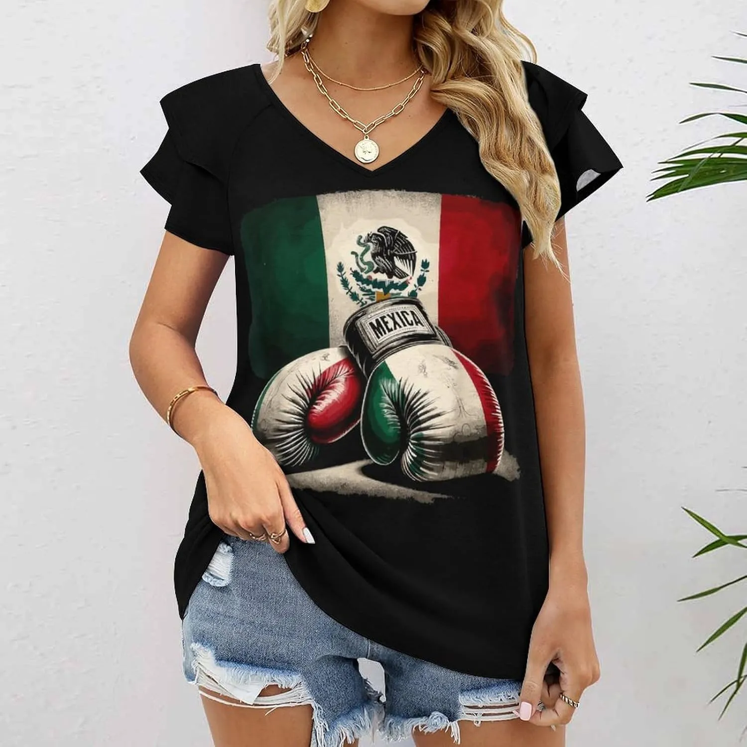 Woman T-Shirts Summer V Neck Tshirt Classy Retro Short-Sleeve for Women Slim Fit tees