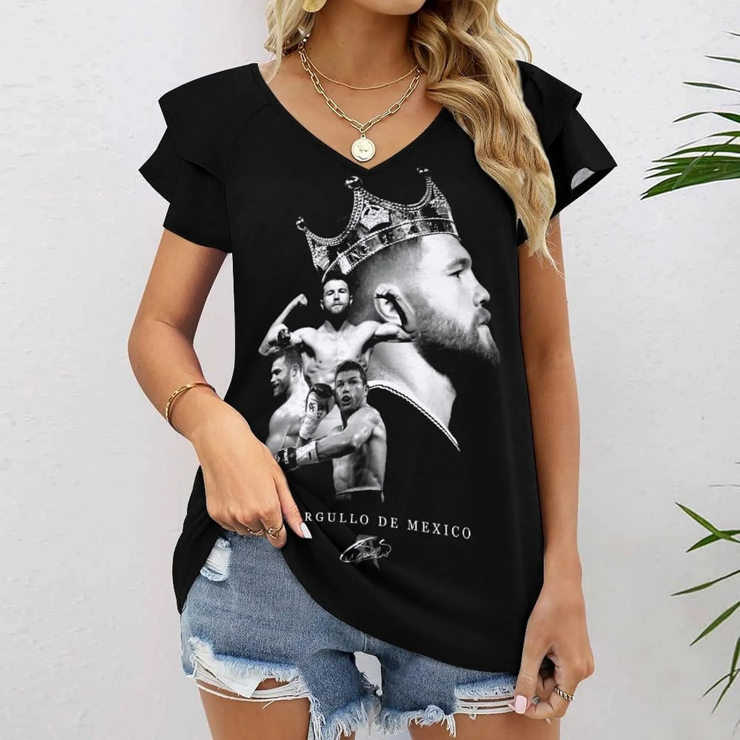 Woman T-Shirts Summer V Neck Tshirt Classy Retro Short-Sleeve for Women Slim Fit tees