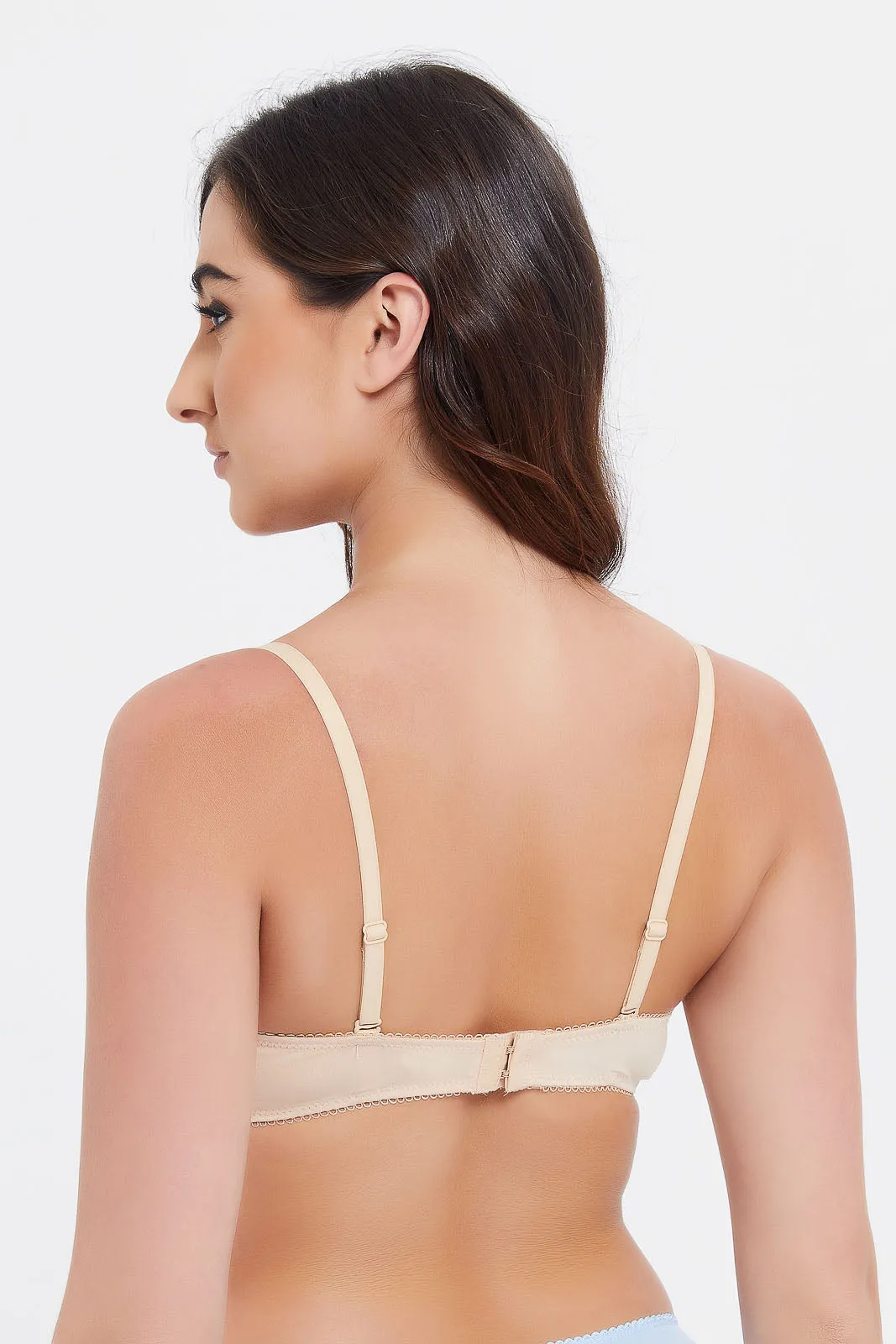 Women Beige And Black Balconette Bra Set (Pack of 2)