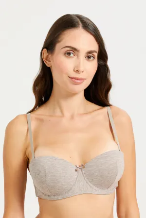 Women Beige And Olive T-Shirt Bra Set (Pack Of 2)