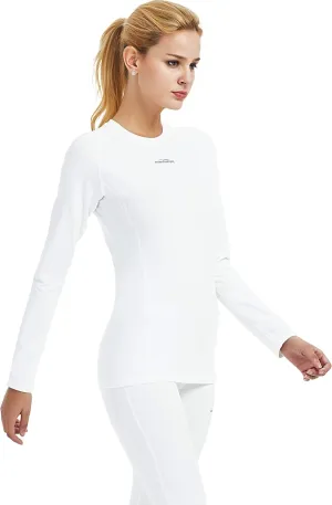 Women Cold Weather Thermal Shirt Fleece Lined Base Layer Crewneck Long Sleeve Undershirt Athletic Skiing Compression Tops