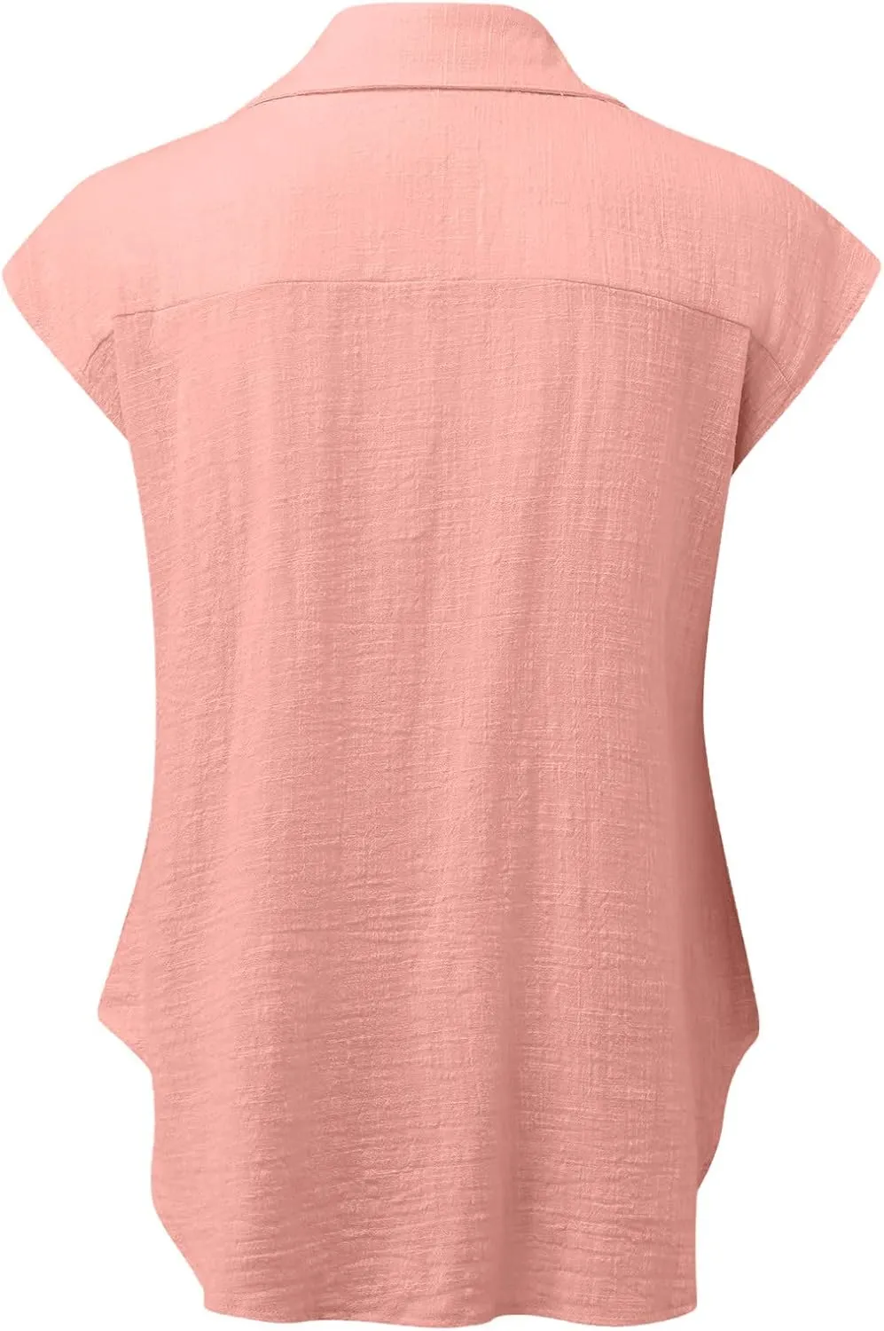 Women Cotton Linen Shirts Plus Size Summer T-Shirt Short Sleeve Casual Blouses Button Down Tee Shirts Loose Beach Top