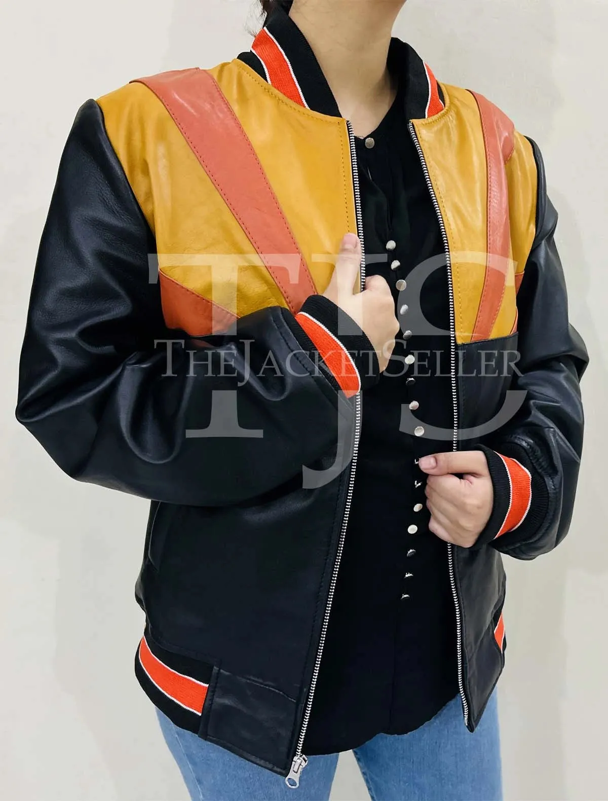 Women Leather Sunrise Jacket by TJS
