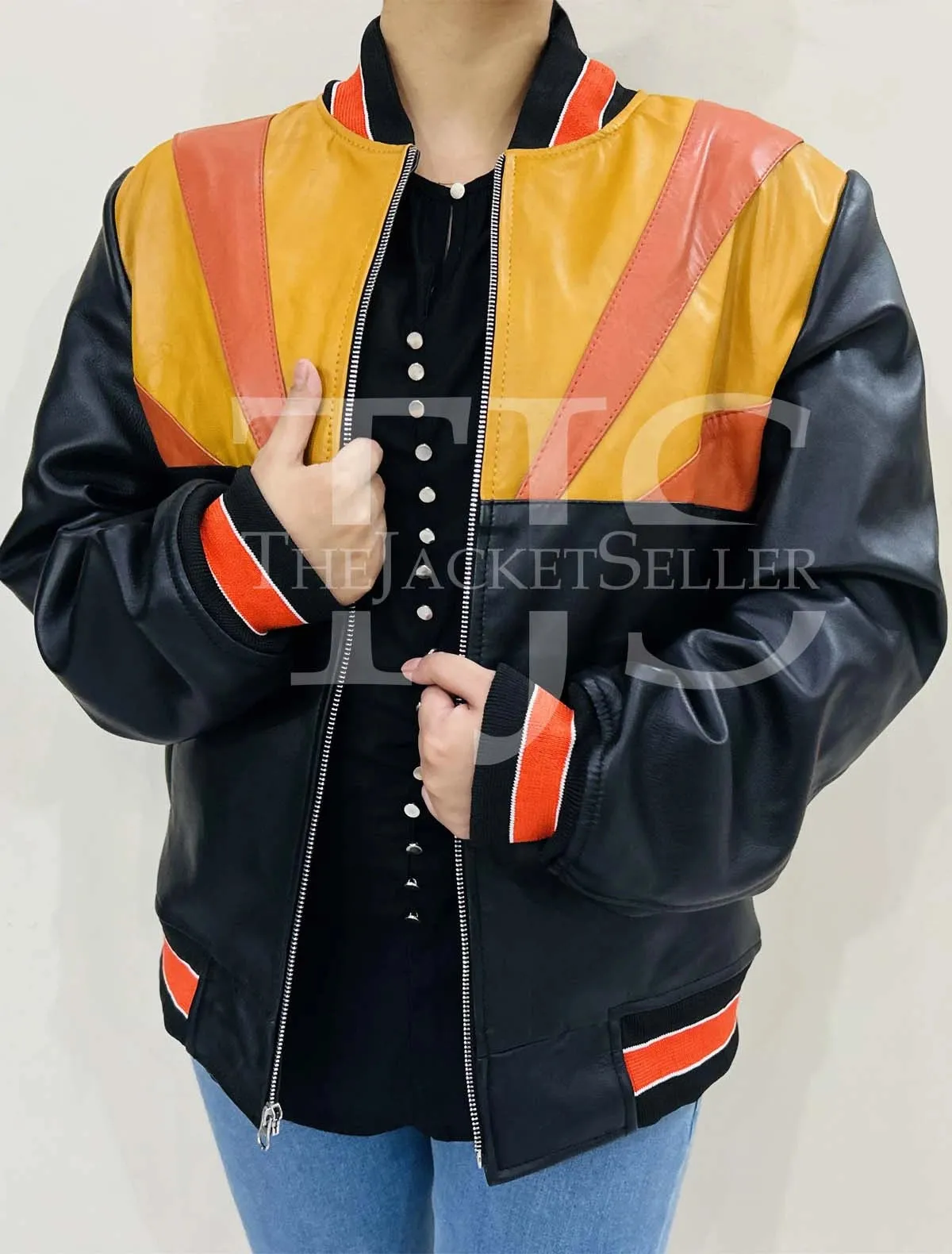 Women Leather Sunrise Jacket by TJS