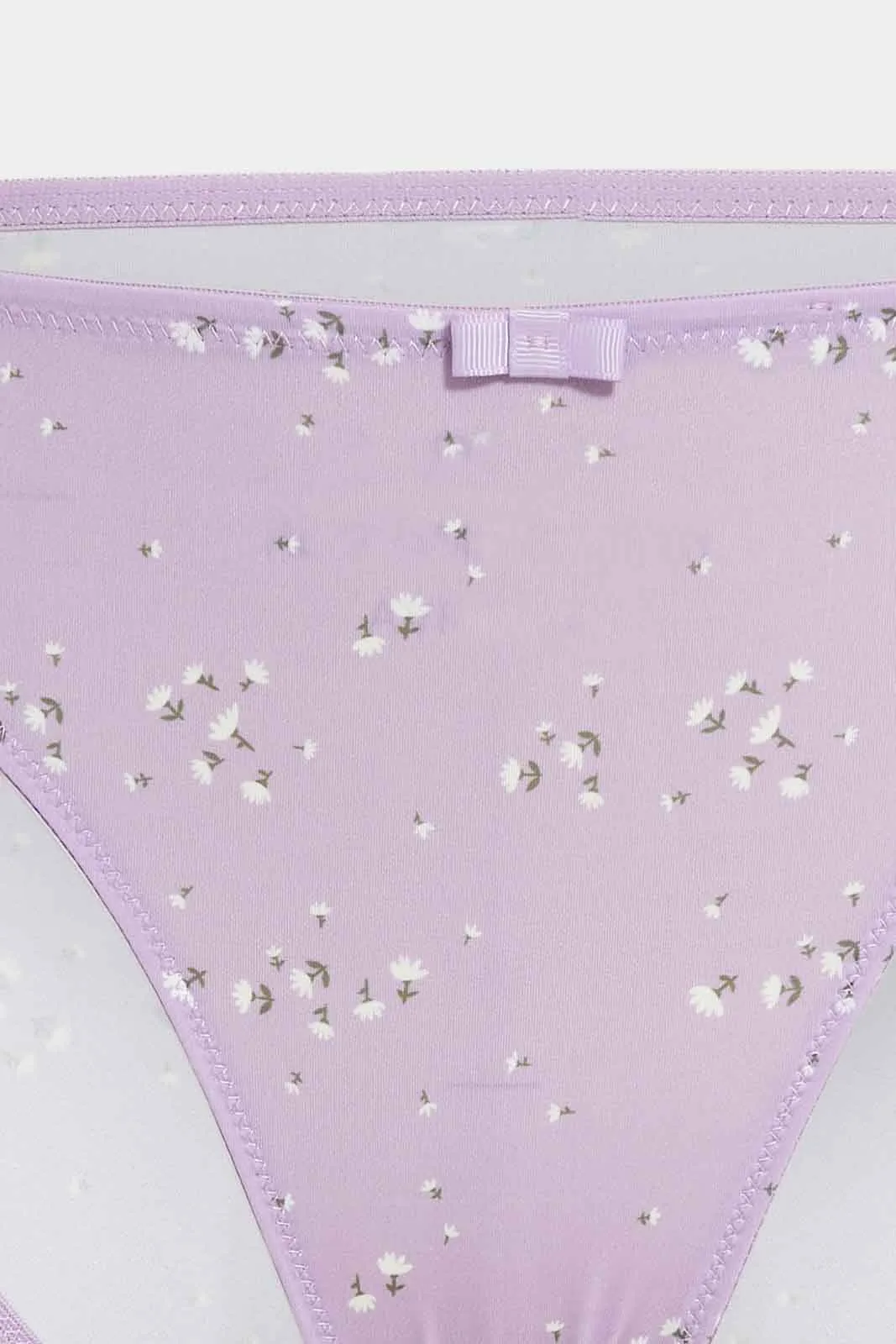 Women Lilac And White High Leg Brief Set (Pack Of 2)