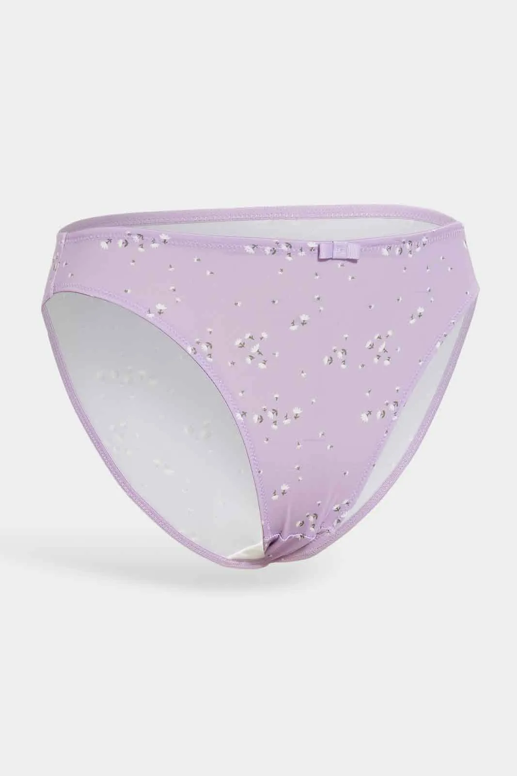 Women Lilac And White High Leg Brief Set (Pack Of 2)