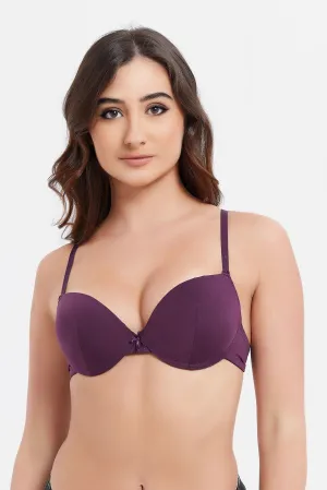 Women Navy And Purple Plain Push Up Bra Set (Pack of 2)