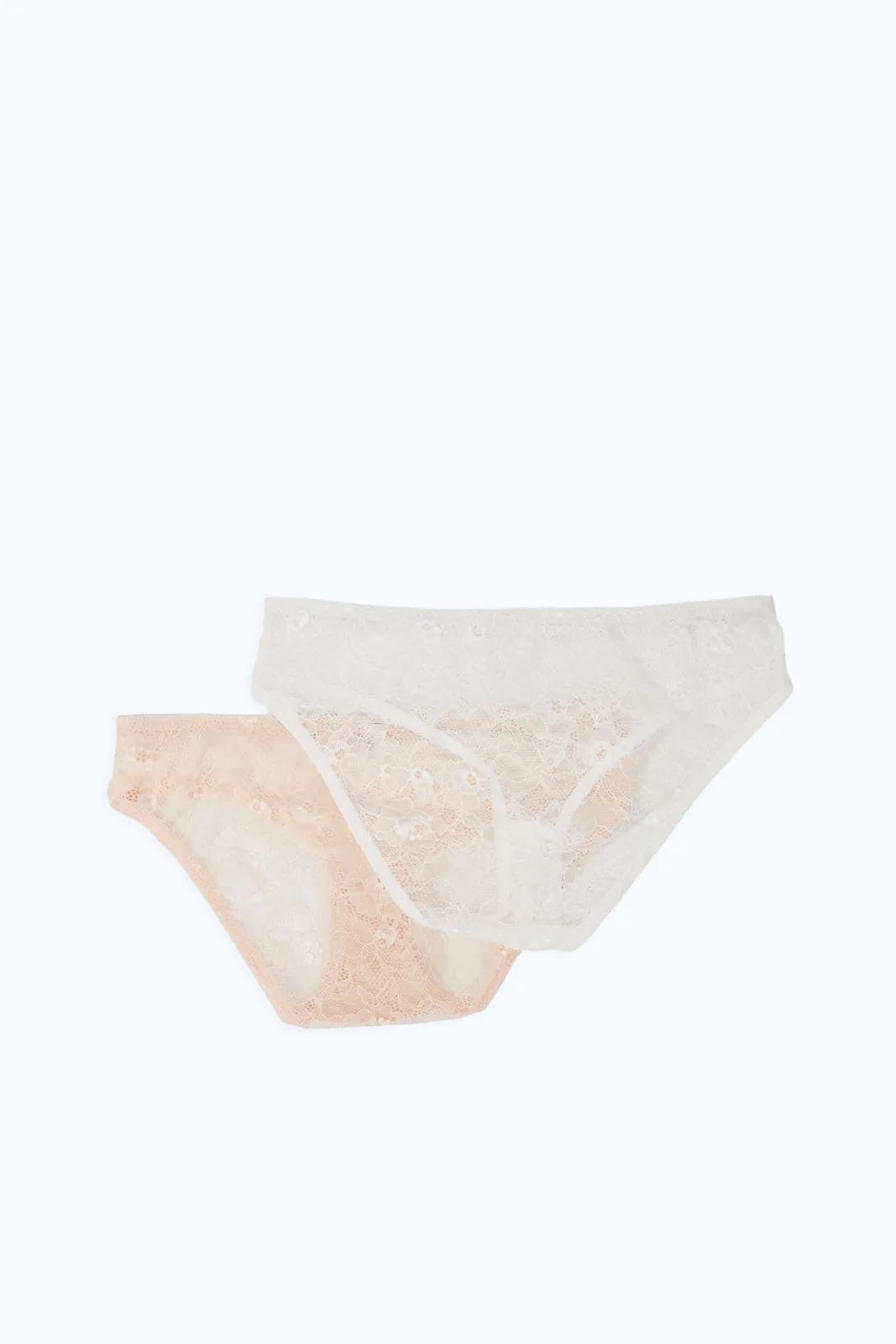 Women Pink And White Lace Brief Set (Pack Of 2)