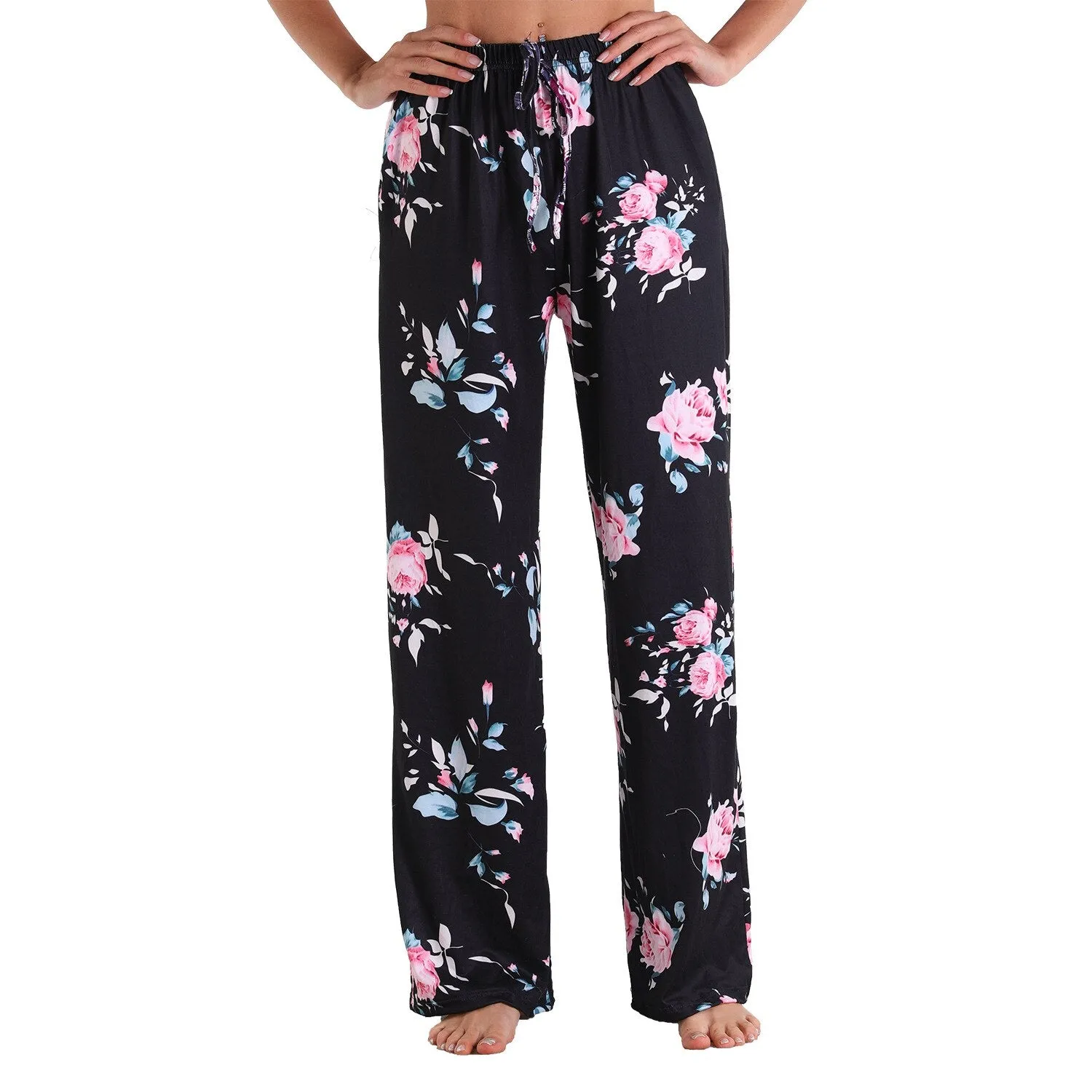 Women Print Wide Leg Stretch Loose High Waist Harlan Pants