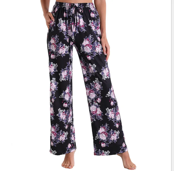 Women Print Wide Leg Stretch Loose High Waist Harlan Pants