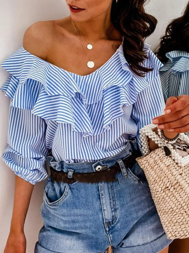 Women Tops and Blouses Short Sleeve Office Lady Blouse