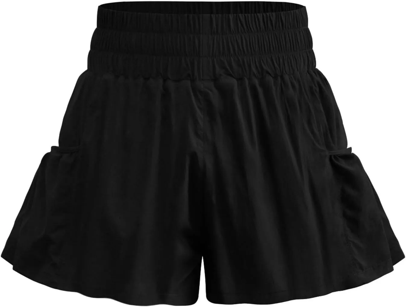 Womens Athletic Shorts, High Waisted Ruffle Flowy Shorts for Women Quick Dry Workout Running Shorts with Pockets