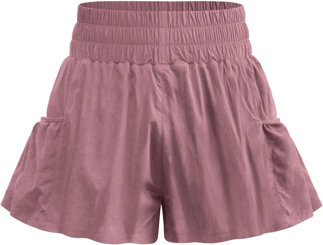 Womens Athletic Shorts, High Waisted Ruffle Flowy Shorts for Women Quick Dry Workout Running Shorts with Pockets