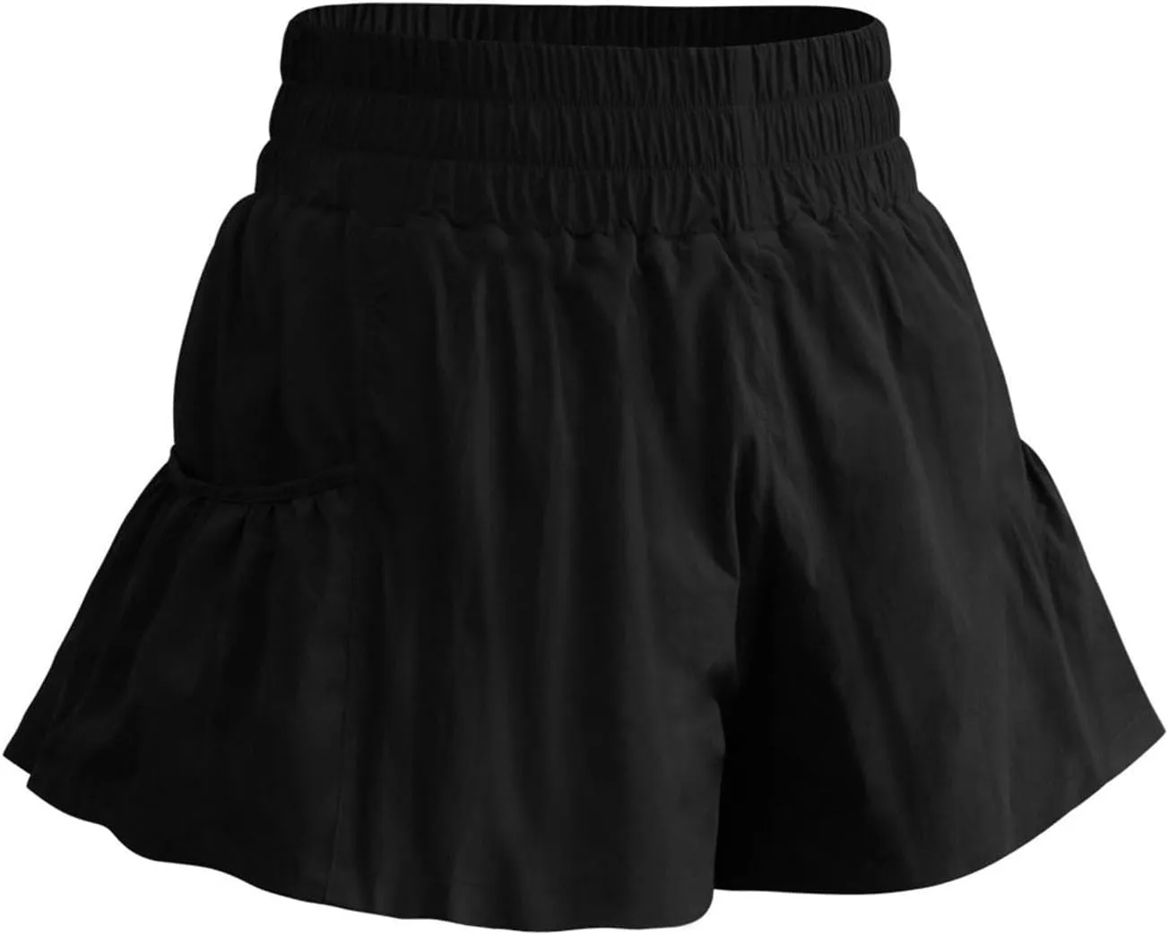 Womens Athletic Shorts, High Waisted Ruffle Flowy Shorts for Women Quick Dry Workout Running Shorts with Pockets