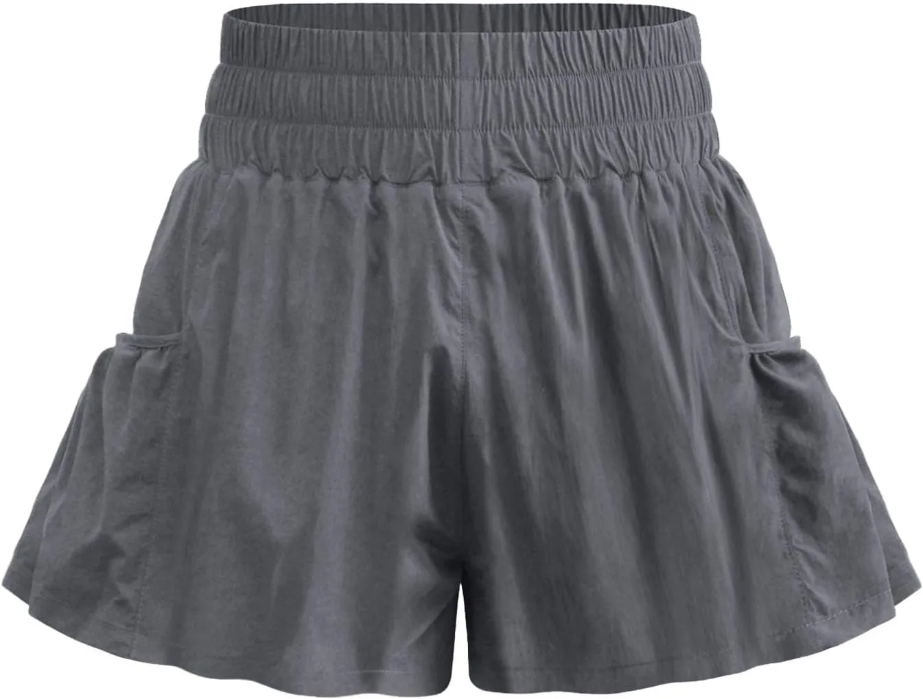 Womens Athletic Shorts, High Waisted Ruffle Flowy Shorts for Women Quick Dry Workout Running Shorts with Pockets