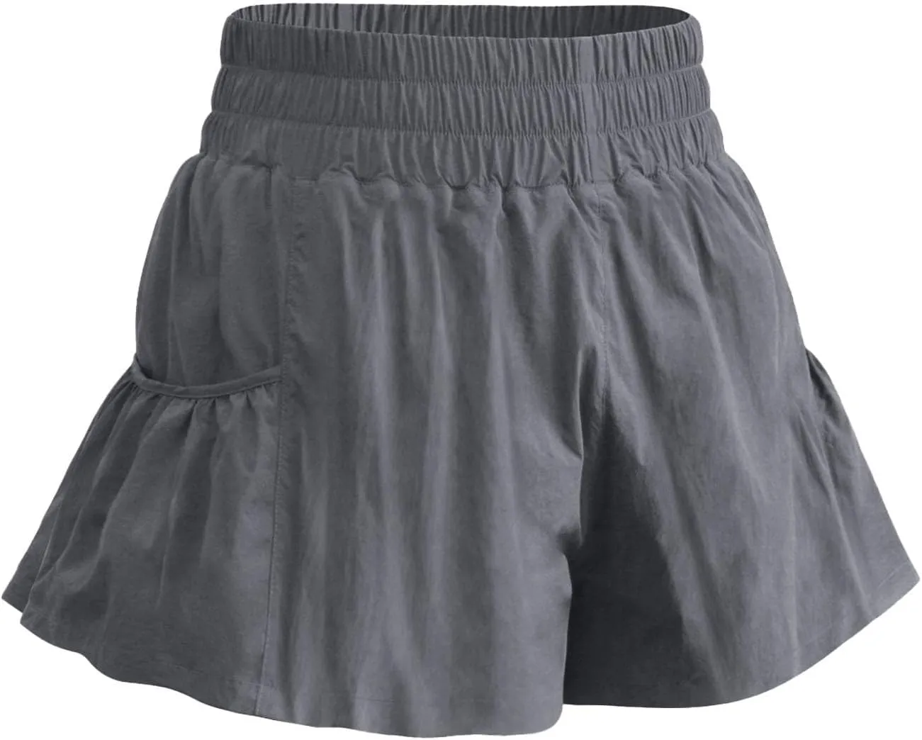 Womens Athletic Shorts, High Waisted Ruffle Flowy Shorts for Women Quick Dry Workout Running Shorts with Pockets