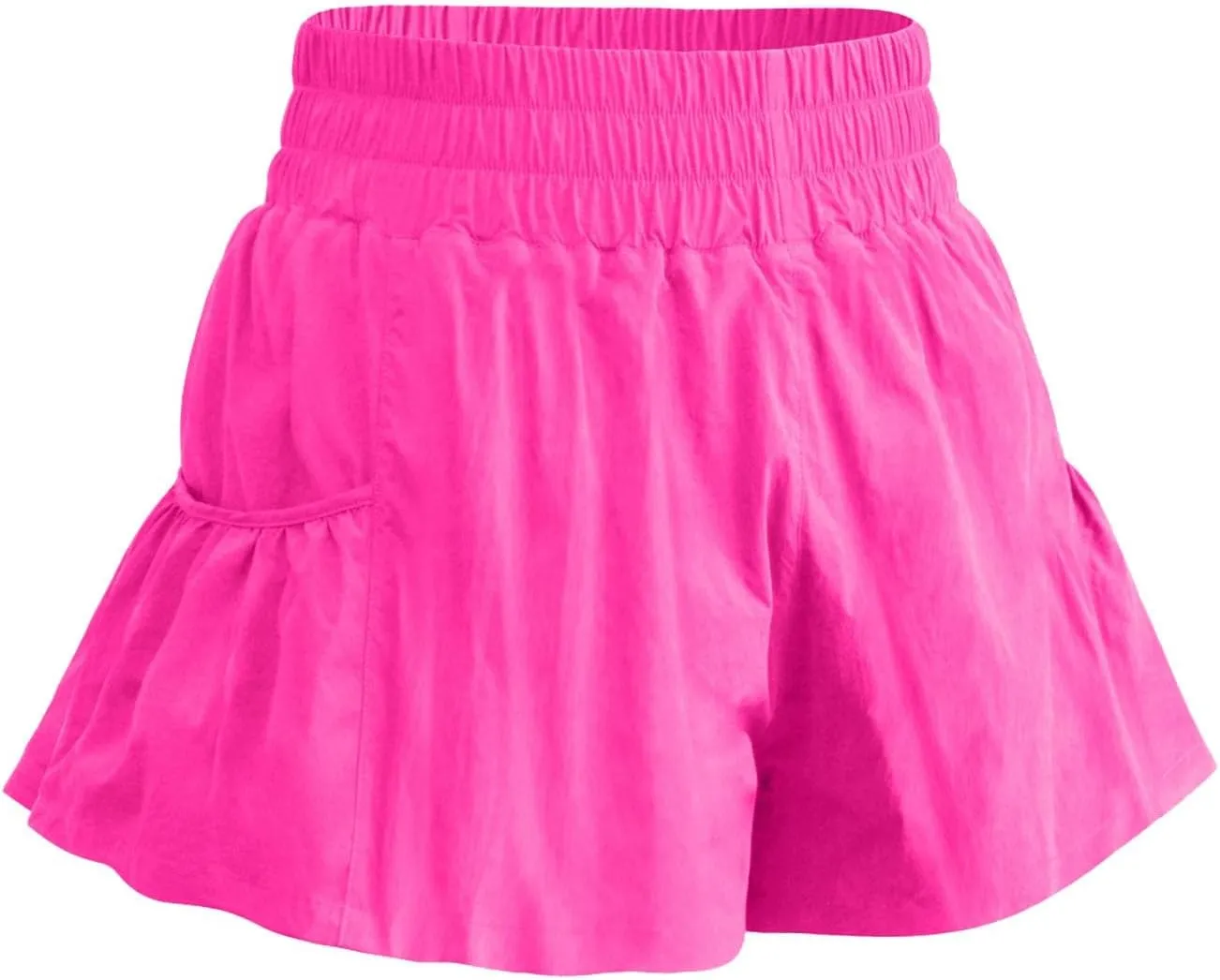 Womens Athletic Shorts, High Waisted Ruffle Flowy Shorts for Women Quick Dry Workout Running Shorts with Pockets