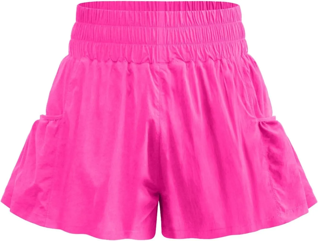 Womens Athletic Shorts, High Waisted Ruffle Flowy Shorts for Women Quick Dry Workout Running Shorts with Pockets