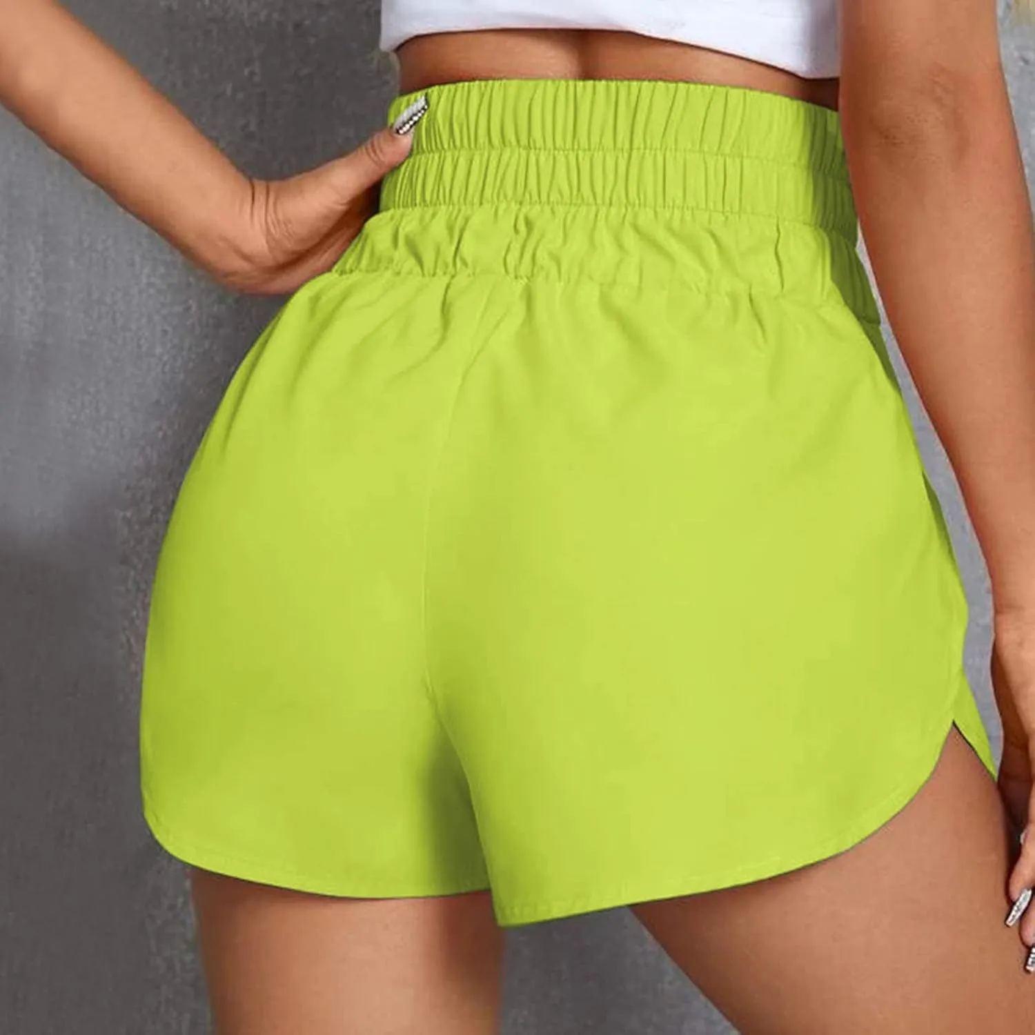 Women's Athletic Shorts Quick Drying High Waisted Side Slit Tennis Running Shorts Baggy Gym Elastic Workout Short
