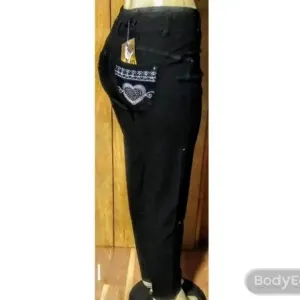 Women's Black Skinny Jeans with Hearts